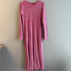 Free people pink ribbed maxi Dress